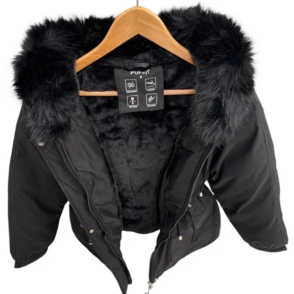 Puffit Faux Fur Mid-Length Hooded Drawstring Parka. NWT - Picture 5 of 14